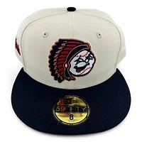 Peoria Chiefs Chrome and Navy Two Tone Script Patch Green UV New Era 59FIFTY Fitted Hat