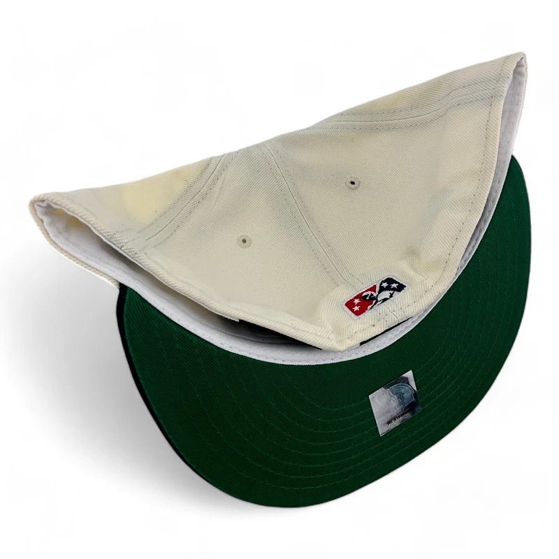 Peoria Chiefs Chrome and Navy Two Tone Script Patch Green UV New Era 59FIFTY Fitted Hat