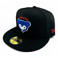 Tacoma Cubs All Black Pacific Coast League Patch Red UV New Era 59FIFTY Fitted Hat