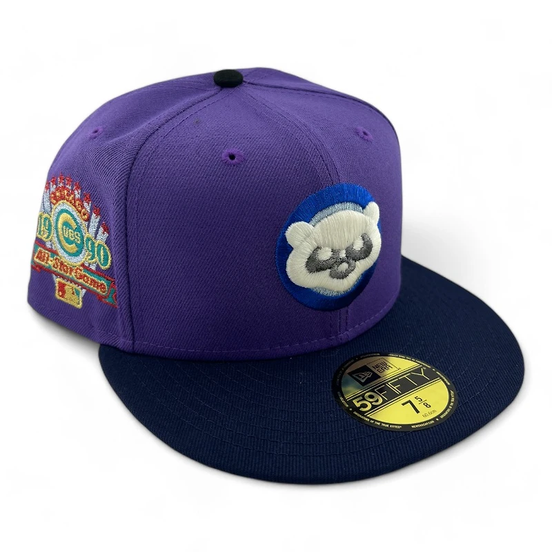 Chicago Cubs Purple and Navy Two Tone 1990 All Star Game Patch Gray UV New Era 59FIFTY Fitted Hat