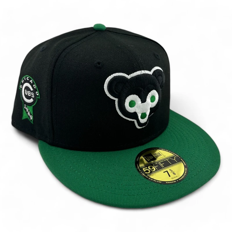Chicago Cubs Black and Green Two Tone 1969 Patch Gray UV New Era 59FIFTY Fitted Hat