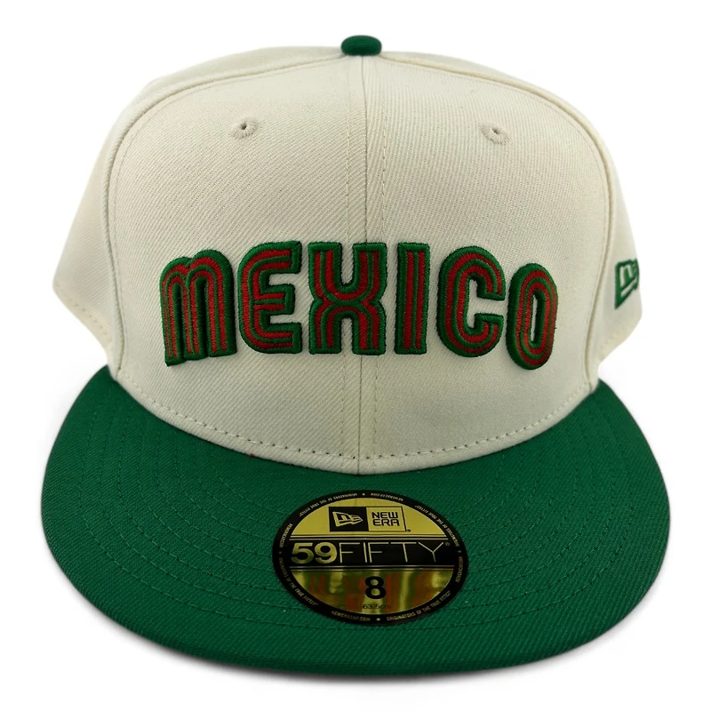 Mexico Chrome and Green Two Tone Flag Patch Red UV New Era 59FIFTY Fitted Hat