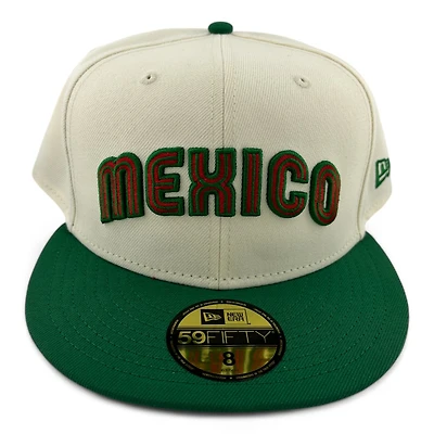Mexico Chrome and Green Two Tone Flag Patch Red UV New Era 59FIFTY Fitted Hat