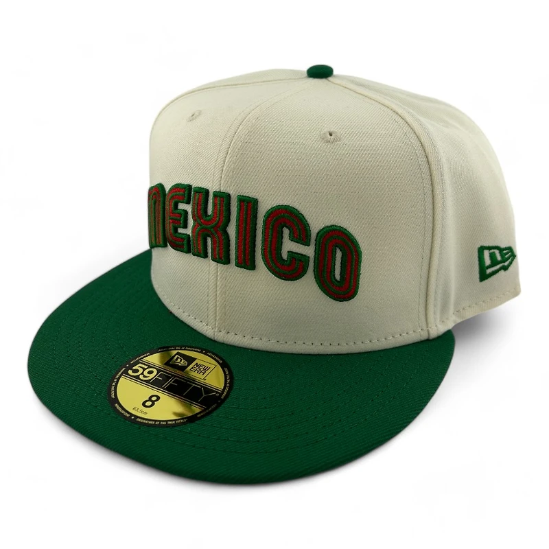 Mexico Chrome and Green Two Tone Flag Patch Red UV New Era 59FIFTY Fitted Hat