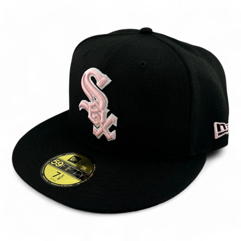Chicago White Sox Black and Pink World Series Champions Patch Gray UV New Era 59FIFTY Fitted Hat