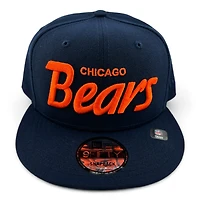 Chicago Bears Navy and Orange Script NFL New Era 9FIFTY Snapback Hat