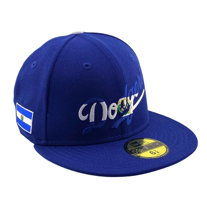 Los Angeles Dodgers Royal Blue Script El Salvador Flag Patch Icy UV 59FIFTY Fitted Hat