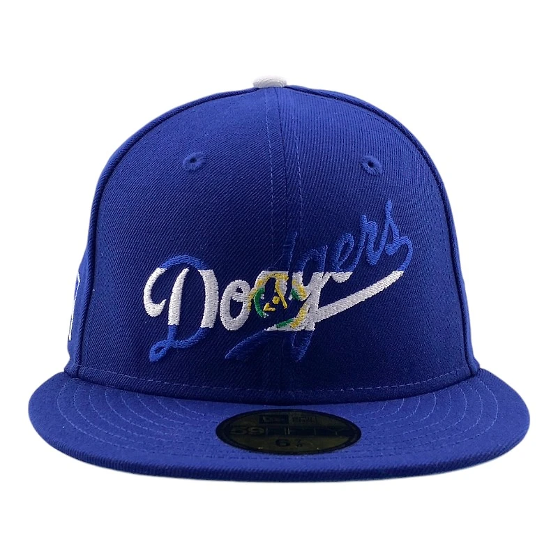 Los Angeles Dodgers Royal Blue Script El Salvador Flag Patch Icy UV 59FIFTY Fitted Hat