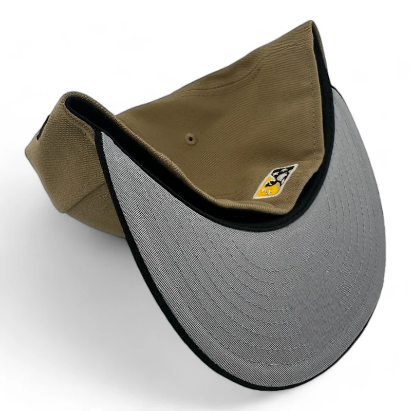 Lansing Lugnuts Tan and Black Locos Patch Gray UV New Era 59FIFTY Fitted Hat