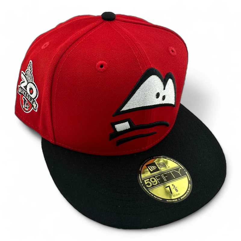 Lansing Lugnuts Red and Black 20 Seasons Patch Gray UV New Era 59FIFTY Fitted Hat