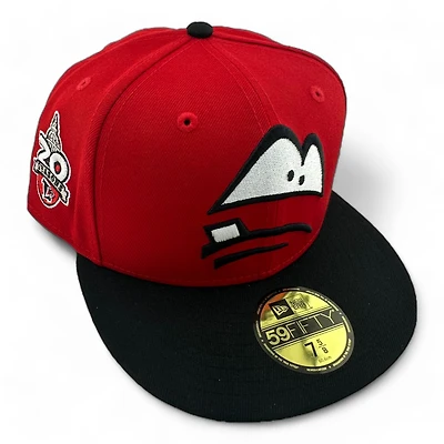 Lansing Lugnuts Red and Black 20 Seasons Patch Gray UV New Era 59FIFTY Fitted Hat