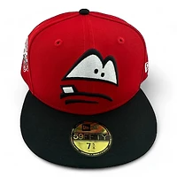 Lansing Lugnuts Red and Black 20 Seasons Patch Gray UV New Era 59FIFTY Fitted Hat
