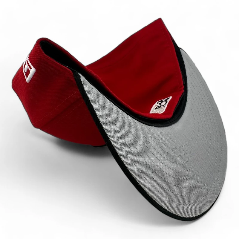 Lansing Lugnuts Red and Black 20 Seasons Patch Gray UV New Era 59FIFTY Fitted Hat