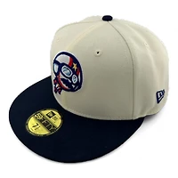 Kannapolis Cannon Ballers Chrome and Navy Carolina League Patch Gray UV New Era 59FIFTY Fitted Hat