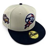 Kannapolis Cannon Ballers Chrome and Navy Carolina League Patch Gray UV New Era 59FIFTY Fitted Hat