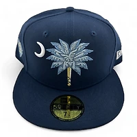 Myrtle Beach Pelicans Navy Palmetto State MB Patch Light Blue UV New Era 59FIFTY Fitted Hat