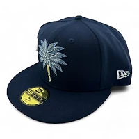 Myrtle Beach Pelicans Navy Palmetto State MB Patch Light Blue UV New Era 59FIFTY Fitted Hat