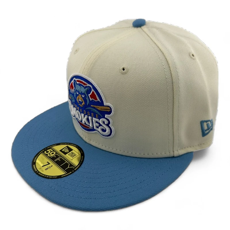 Tennessee Smokies Chrome and Light Blue Two Tone Southern League Patch Gray UV New Era 59FIFTY Fitted Hat