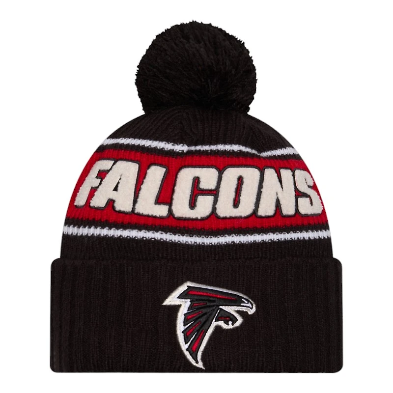 Atlanta Falcons 2024 NFL Sideline Black Pom Cuffed Knit Beanie Hat