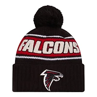 Atlanta Falcons 2024 NFL Sideline Black Pom Cuffed Knit Beanie Hat