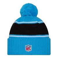 Carolina Panthers 2024 NFL Sideline Blue Pom Cuffed Knit Beanie Hat