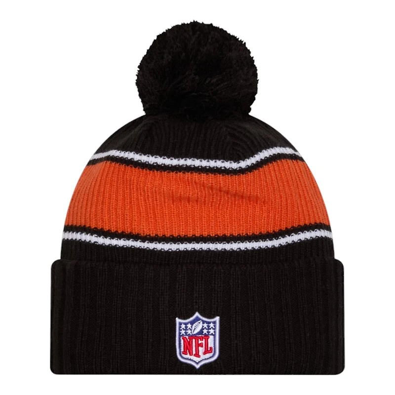 Cincinnati Bengals 2024 NFL Sideline Black Pom Cuffed Knit Beanie Hat
