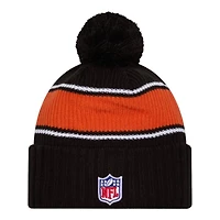 Cincinnati Bengals 2024 NFL Sideline Black Pom Cuffed Knit Beanie Hat