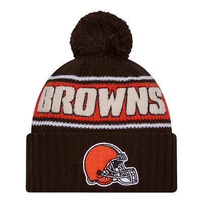 Cleveland Browns 2024 NFL Sideline Brown Pom Cuffed Knit Beanie Hat