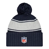 Dallas Cowboys 2024 NFL Sideline Navy Pom Cuffed Knit Beanie Hat