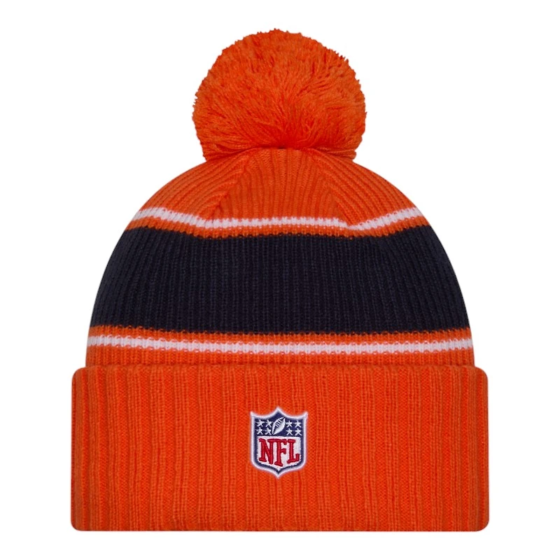 Denver Broncos 2024 NFL Sideline Orange Pom Cuffed Knit Beanie Hat