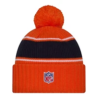 Denver Broncos 2024 NFL Sideline Orange Pom Cuffed Knit Beanie Hat