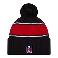 Houston Texans 2024 NFL Sideline Navy Pom Cuffed Knit Beanie Hat