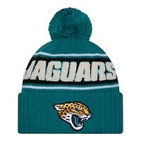 Jacksonville Jaguars 2024 NFL Sideline Teal Pom Cuffed Knit Beanie Hat