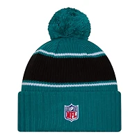 Jacksonville Jaguars 2024 NFL Sideline Teal Pom Cuffed Knit Beanie Hat