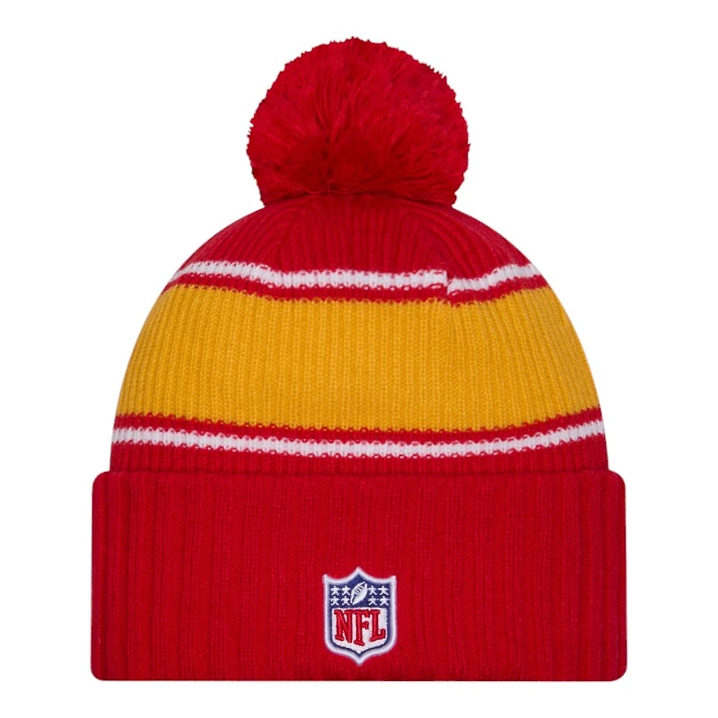 Kansas City Chiefs 2024 NFL Sideline Red Pom Cuffed Knit Beanie Hat