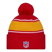 Kansas City Chiefs 2024 NFL Sideline Red Pom Cuffed Knit Beanie Hat