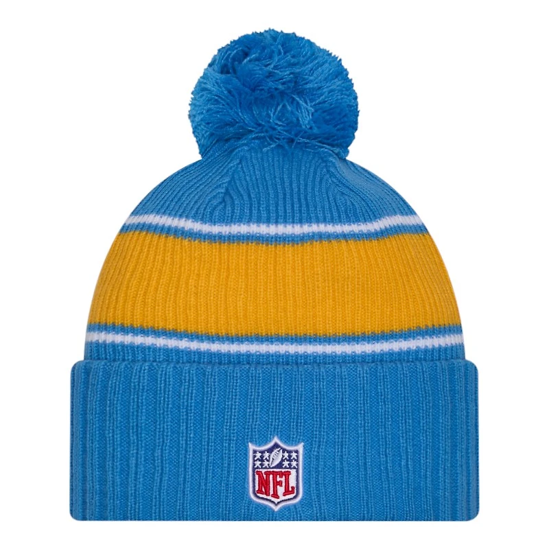 Los Angeles Chargers 2024 NFL Sideline Blue Pom Cuffed Knit Beanie Hat