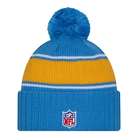 Los Angeles Chargers 2024 NFL Sideline Blue Pom Cuffed Knit Beanie Hat