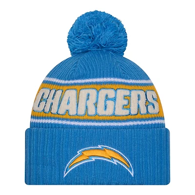 Los Angeles Chargers 2024 NFL Sideline Blue Pom Cuffed Knit Beanie Hat