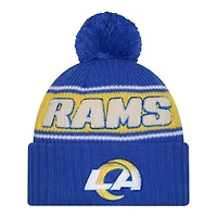 Los Angeles Rams 2024 NFL Sideline Royal Blue Pom Cuffed Knit Beanie Hat