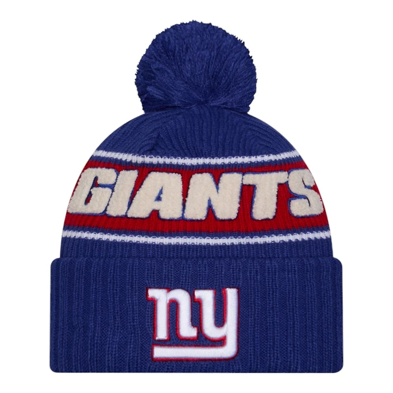 New York Giants 2024 NFL Sideline Royal Blue Pom Cuffed Knit Beanie Hat