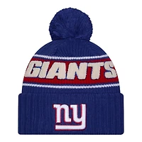 New York Giants 2024 NFL Sideline Royal Blue Pom Cuffed Knit Beanie Hat