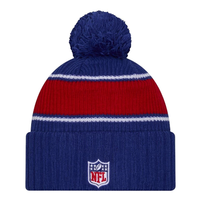 New York Giants 2024 NFL Sideline Royal Blue Pom Cuffed Knit Beanie Hat