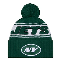 New York Jets 2024 NFL Sideline Green Pom Cuffed Knit Beanie Hat