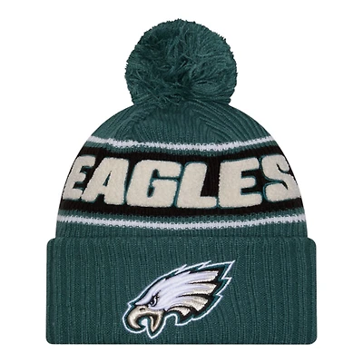 Philadelphia Eagles 2024 NFL Sideline Green Pom Cuffed Knit Beanie Hat