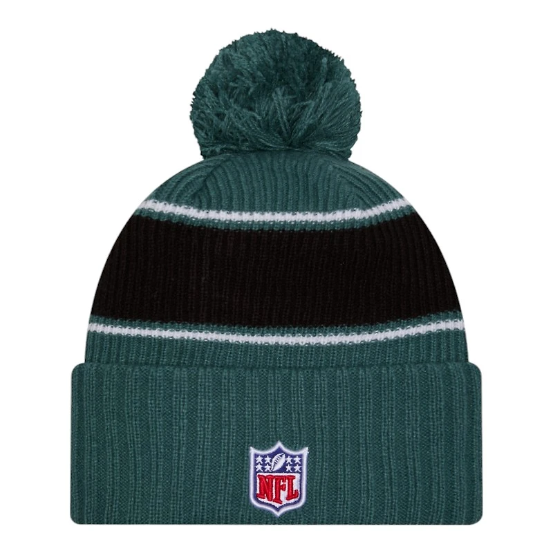 Philadelphia Eagles 2024 NFL Sideline Green Pom Cuffed Knit Beanie Hat