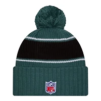 Philadelphia Eagles 2024 NFL Sideline Green Pom Cuffed Knit Beanie Hat