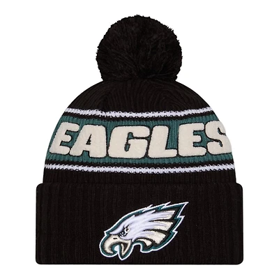 Philadelphia Eagles 2024 NFL Sideline Pom Cuffed Knit Beanie Hat