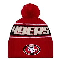 San Francisco 49ers 2024 NFL Sideline Red Pom Cuffed Knit Beanie Hat