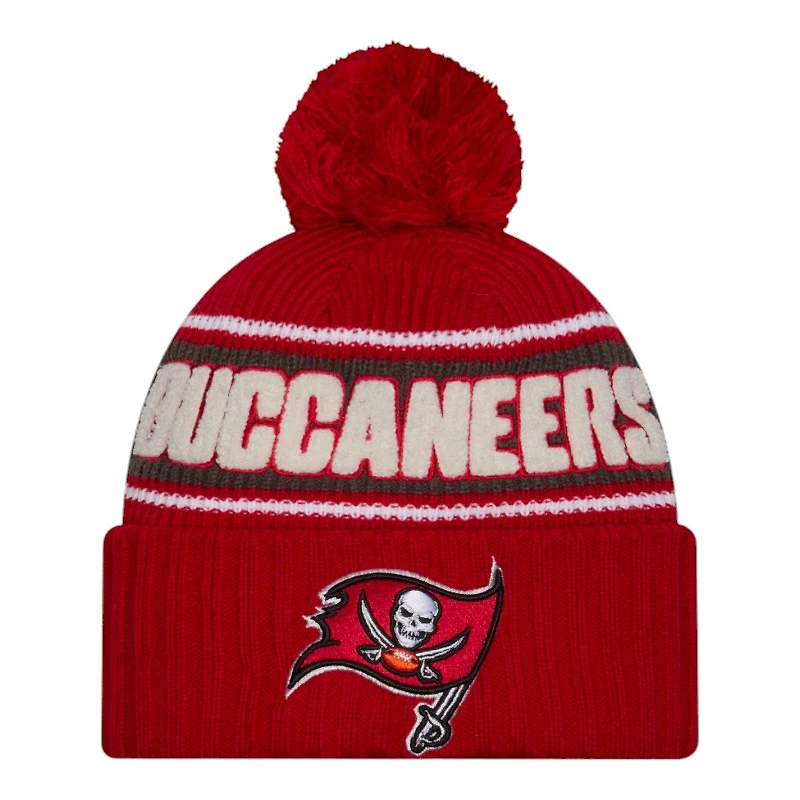 Tampa Bay Buccaneers 2024 NFL Sideline Red Pom Cuffed Knit Beanie Hat